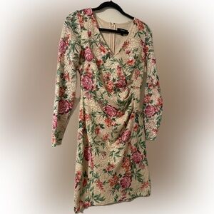 Guess Floral Long Sleeve Dress - Pink and Green